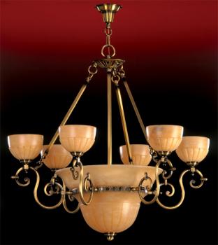 Alabaster chandelier - Chandelier Antique Brass--Champagne Alabaster