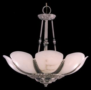 Alabaster chandelier - Chandelier  Old Silver-White Alabaster