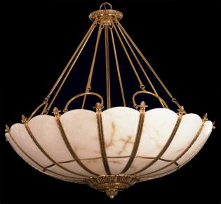 Crystal chandelier - Polished Brass Chandelier- brown patina -white Alabaster