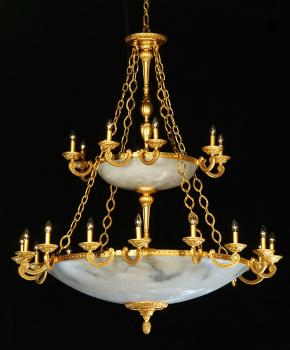 Crystal chandelier - Chandelier mat gold-brown patine-White Alabaster