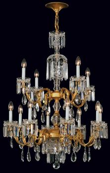 Crystal chandelier - Chandelier mat gold-brown patine-glass
