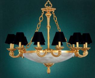 Alabaster chandelier - Mat gold chandelier-brown patina