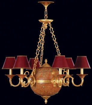 Alabaster chandelier - Mat gold chandelier-brown patina