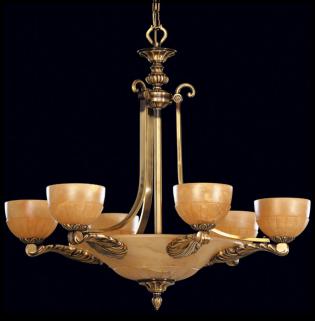 Alabaster chandelier - Antique Brass Chandelier